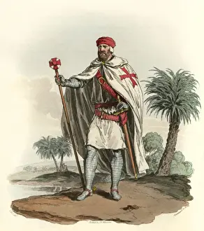 A Knight Templar Print, 1309, Pope Eugenius III