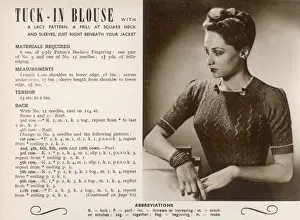 Vintage 1940s Tuck-in Blouse Knitting Print