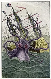 Kraken Attacks a Ship Print