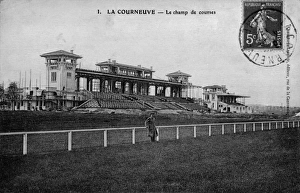 La Courneuve racecourse with grandstand, France La Courneuve racecourse with grandstand, France