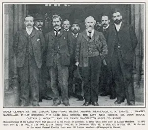Prints of Photograph showing early members of Labour Party. The first Labour government was formed in January 1924 by J.Ramsay Macdonald (1866-1937 and shown here in the front row, second from left) Ramsay MacDonald Prints: Labour Party Print: Early Members