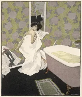 Lady in Bathroom Print, C1908