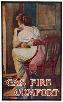 Historical Domestic Scene Prints: Lady before Fire
