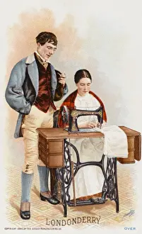 Prints of Lady from Londonderry, Northern Ireland using a Singer Sewing Machine Derry Prints: Lady from Londonderry using a Singer Sewing Machine Print