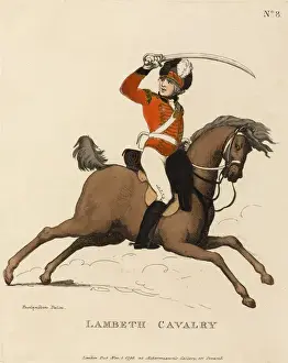 Lambeth Cavalry Aquatint Print, circa 1799