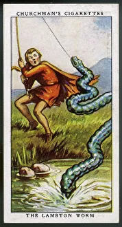 Prints of The Lambton heir kills the loathsome worm, but is cursed because he fails to kill the first living thing he then meets - his own father Worm Prints: Lambton Worm Print - A Legendary North East Folk Tale