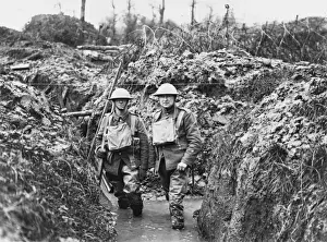 Lancashire Fusiliers in a Flooded Communication Trench Print