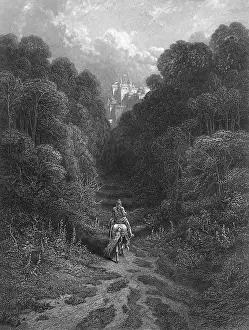 King Arthur Prints: ASTOLAT Lancelot approaches the castle Print