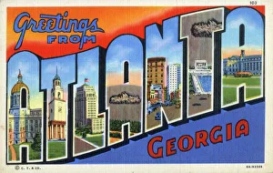 Large Letter Postcard - Greetings from Atlanta, Georgia, USA Date: circa 1930 Large Letter Postcard - Greetings from Atlanta, Georgia, USA Date: circa 1930
