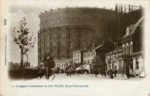 Tunnel Prints: Largest Gasometer in the World - East Greenwich, London Print circa 1930s