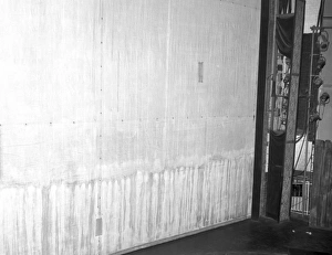 LCC-LFB - A lowered theatre safety curtain LCC-LFB - A lowered theatre safety curtain