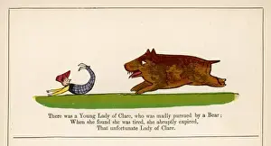 Print of a Young Lady of Clare pursued by a bear