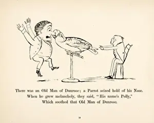 Print of The Old Man of Dunrose with Parrot