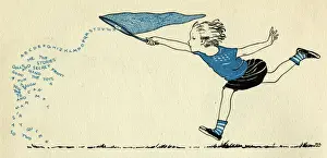 Learning Words Print: A Boy Catching the Alphabet 1922