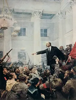 Russian Leader Prints: Lenin Giving A Speech Print, 1910s