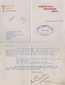 Letter from Lt. Colonel Richardson, dog trainer Letter from Lt. Colonel Richardson, dog trainer