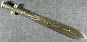 Letter opener Engraved Albert (Somme) 1916 Letter opener Engraved Albert (Somme) 1916
