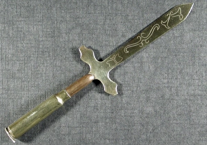 Letter opener Engraved with a butterfly and other objects Letter opener Engraved with a butterfly and other objects