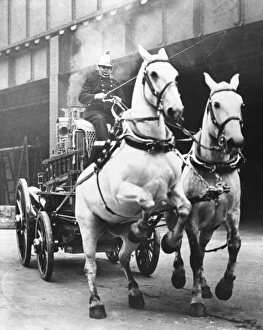 LFB horse drawn steamer at modern LFB review LFB horse drawn steamer at modern LFB review