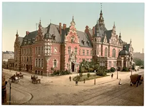 Coloured Photochrom Photographs Prints: Library Exchange, Leipsig (i. e. Leipzig), Saxony, Germany
