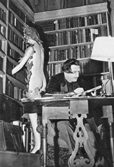 Surrealism Prints: Salvador Dali in Library Study Print, 1941