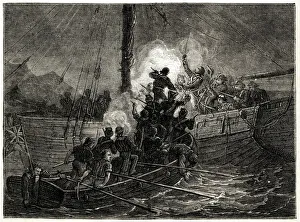 Lieutenant Edward Nicolls boarding a French privateer cutter, the Albion Lieutenant Edward Nicolls boarding a French privateer cutter, the Albion