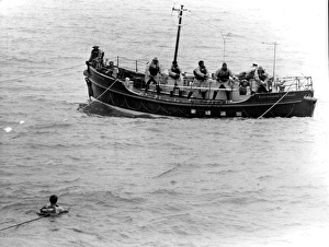 Lifeboat practice drill, Eastbourne, Sussex Lifeboat practice drill, Eastbourne, Sussex