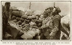 Lighting the fuse of a battery of four crapouillots 1915 Lighting the fuse of a battery of four crapouillots 1915