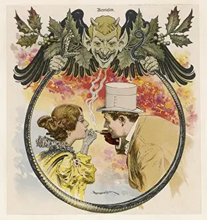 Vintage Smoking Culture Prints: She Lights Him