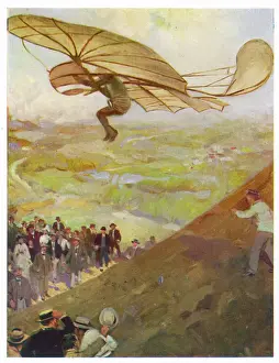 Early Aviation Pioneers Prints: Lilienthal Airborne