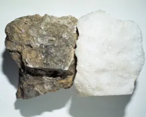 Natural History Museum Specimens Prints: Limestone (right) and marble (left)