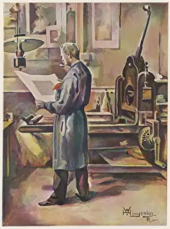Lithographer Inspects Print Proof