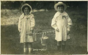 A little boy and little girl dressed up as nursery rhyme characters, Jack and Jill A little boy and little girl dressed up as nursery rhyme characters, Jack and Jill