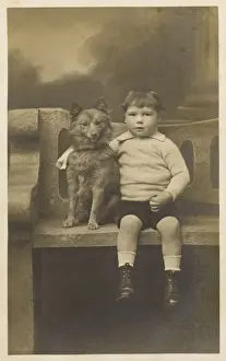 Little Boy with Pomeranian Print