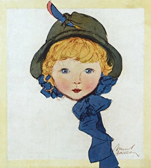 Little girl in green hat by Muriel Dawson Little girl in green hat by Muriel Dawson