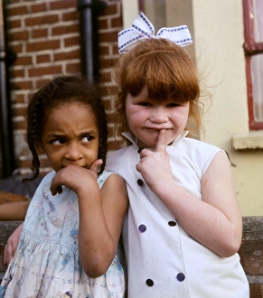 Two little girls on a Balham street, SW London Two little girls on a Balham street, SW London