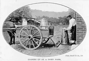 Vintage Dairy Equipment Prints: Loading Churns at Farm