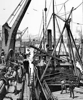 Loading a Steamship, Woolwich Print 1884