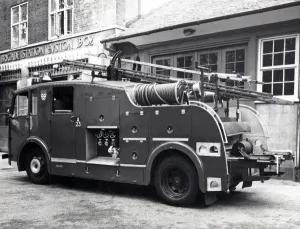 Prints of The GLC-LFB was created on 1 April 1965. A series of photos was commissioned of each type of fire engine, either within or absorbed into the enlarged London Fire Brigade Fire Brigade Prints: Dual Purpose Pump Fire Engine Print (1965)
