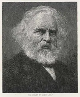 Longfellow Print - Engraved Portrait of Henry Wadsworth Longfellow