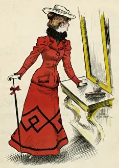 Edwardian Era Costume Design Prints: Last Look in Mirror