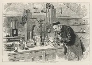 Prints of LOUIS PASTEUR French chemist and microbiologist in his laboratory Louis Pasteur Prints: Louis Pasteur Print: French Chemist in Laboratory
