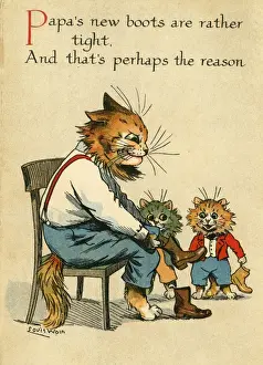 Louis Wain Cat Art Prints: Louis Wain, Daddy Cat - new boots