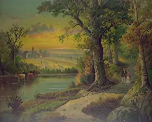 Sunset Landscape Painting Prints: Lovers ramble