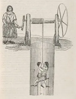 Women In Coal Mining Prints: Lowering Children Mine