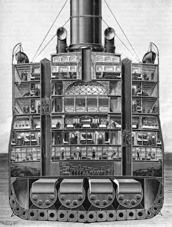 Steamship History Prints: Lusitania Cross Section