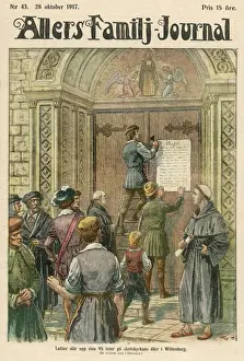 Print of Luther Nailing 95 Theses to Wittenberg Church Door