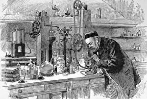 Historical Science Figures Prints: M. Pasteur in his laboratory in Paris