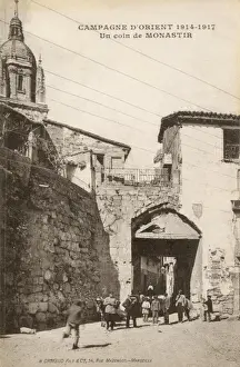 Prints of Macedonia - Bitola (Monastir) - a corner of the town (WWI era). Date: circa 1916 North Macedonia Prints: Bitola Macedonia - WWI Era Print (circa 1916)