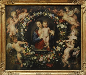 Madonna in a garland of flowers, 1616-1617, by Rubens (1577 Madonna in a garland of flowers, 1616-1617, by Rubens (1577